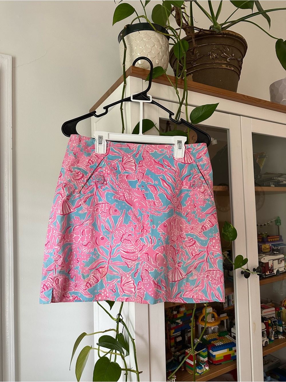 Lilly Pulitzer Pink & Light Blue Printed A-Line Skirt